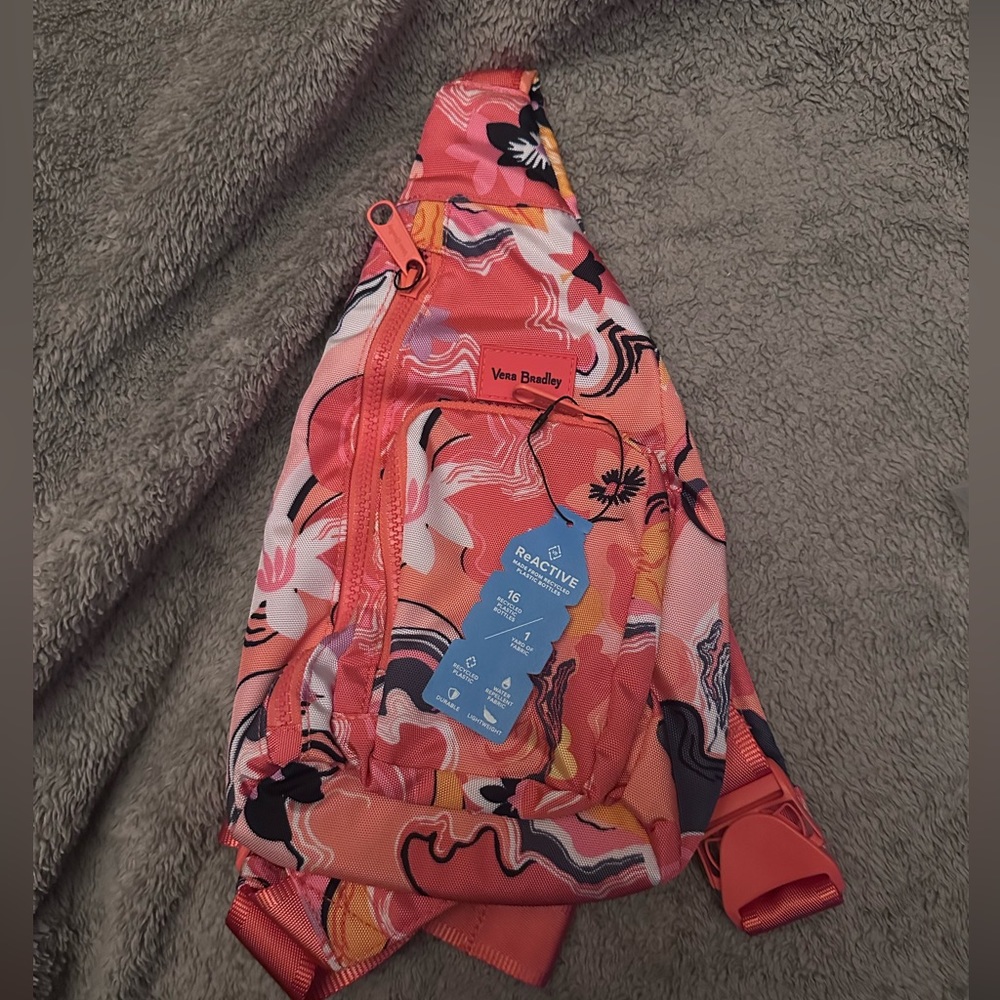 Ver Bradley Cotton Sling Backpack in Rosa Agate